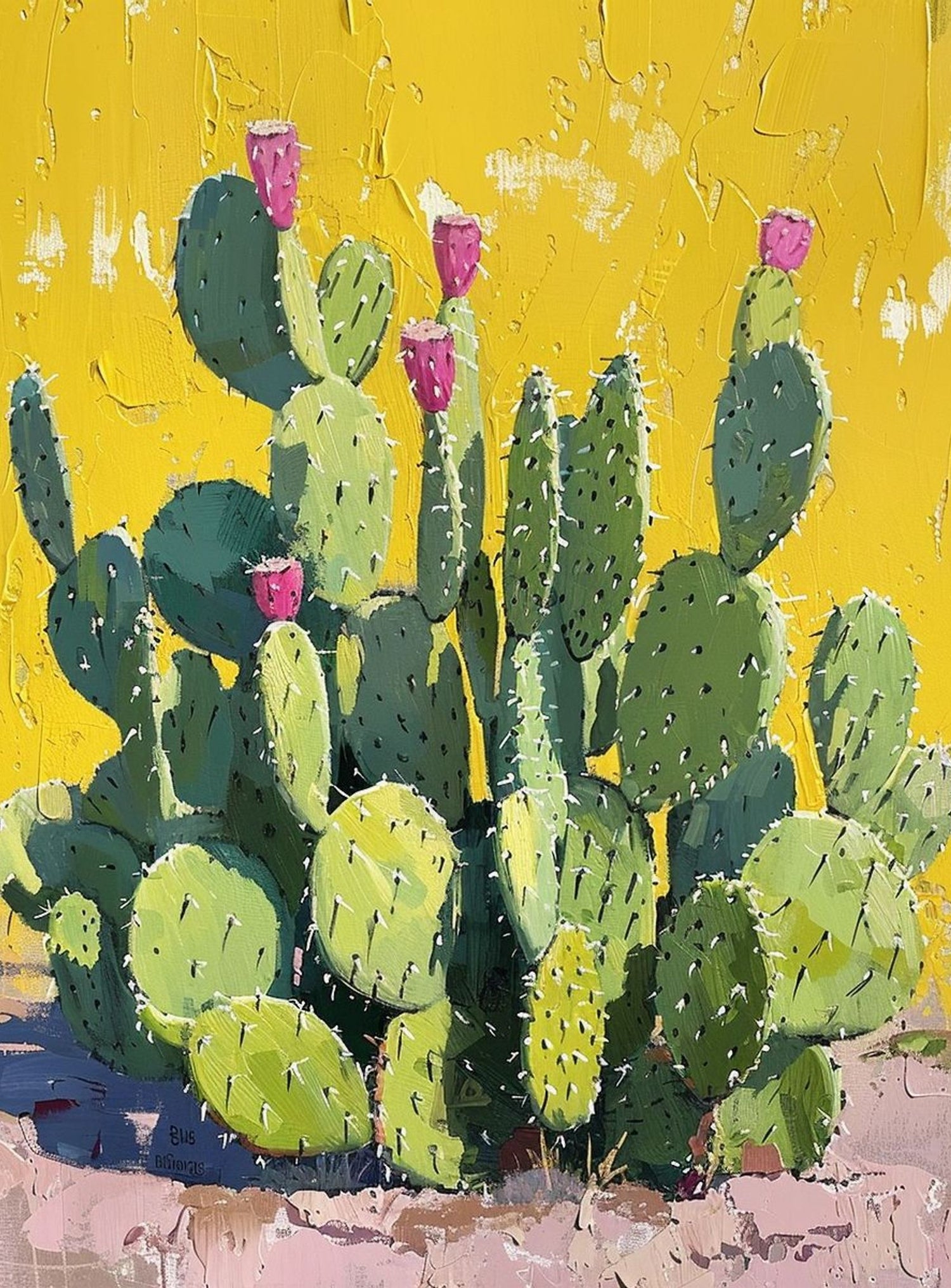 Pink blooms in yellow heat