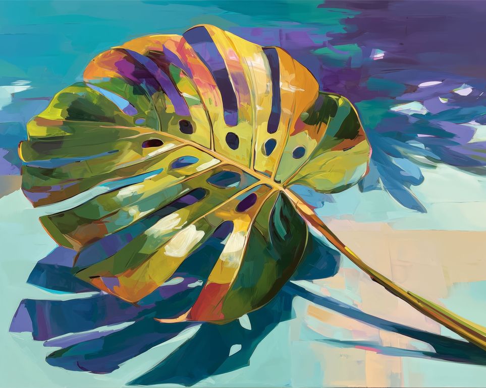 Palm Leaves in Layered Paint
