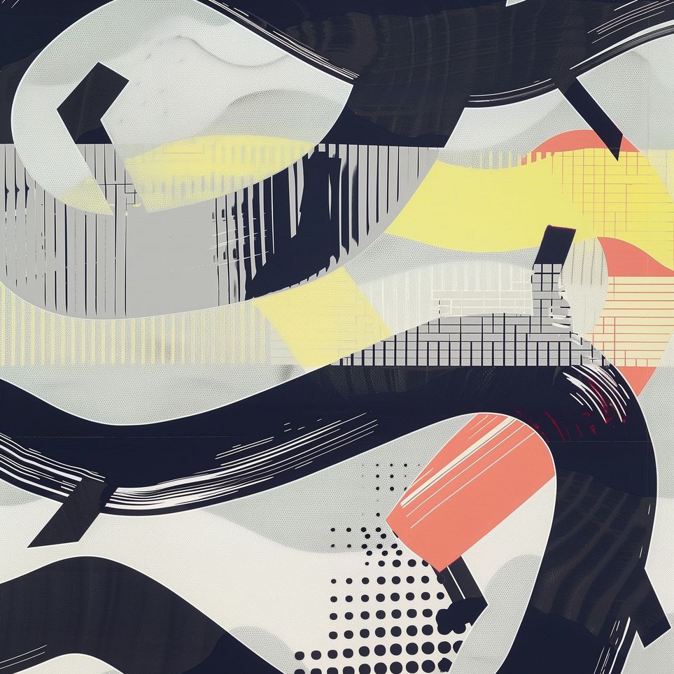Black loops over yellow blocks