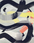 Black loops over yellow blocks