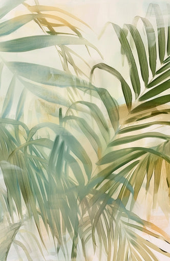 Palm leaves in pale wash