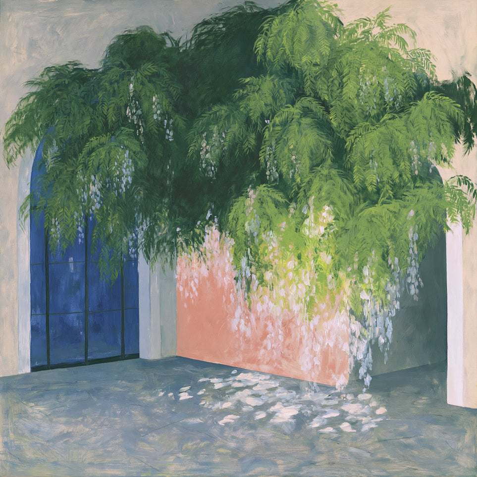 Blossoms over the blue door