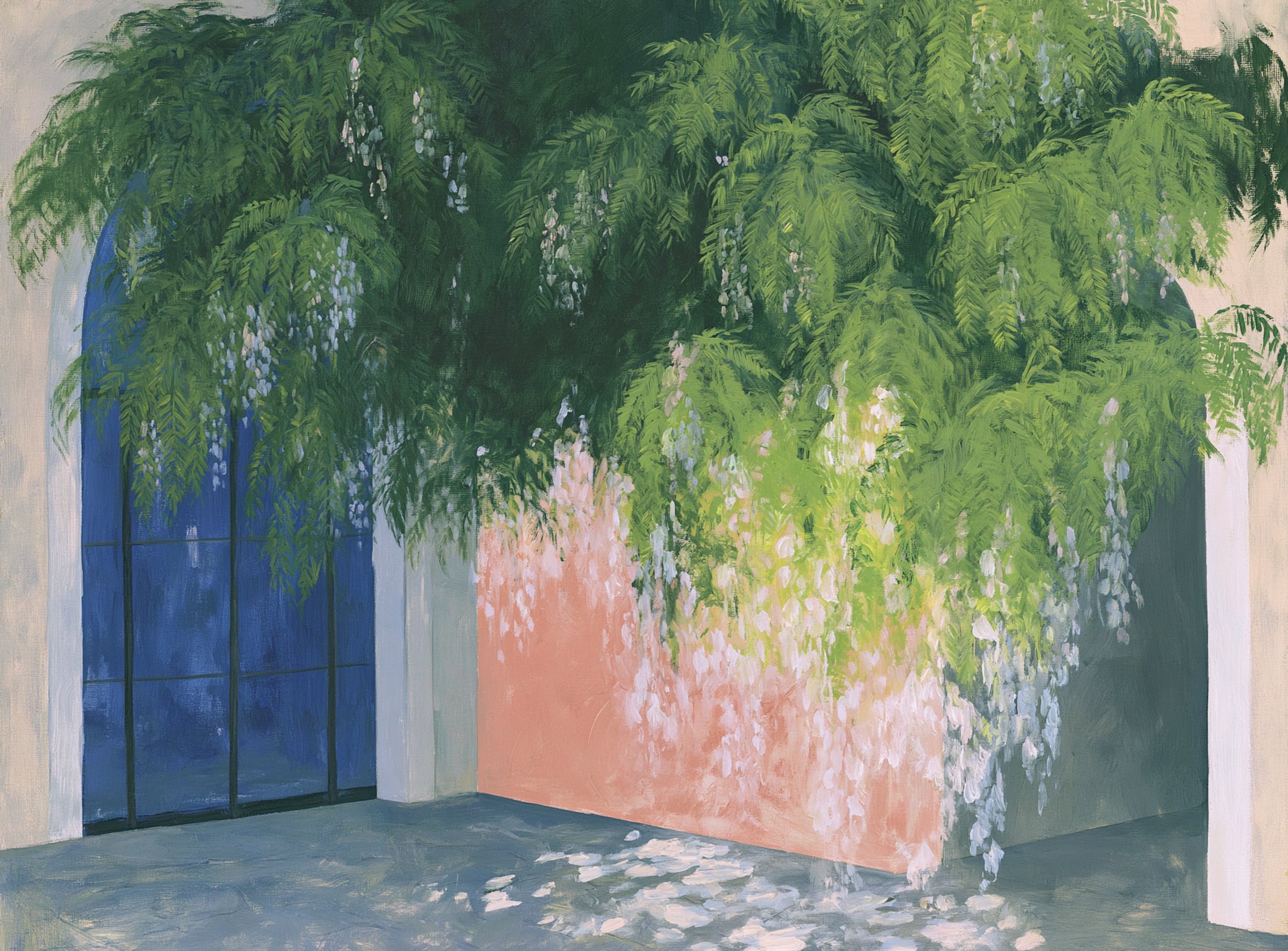 Blossoms over the blue door