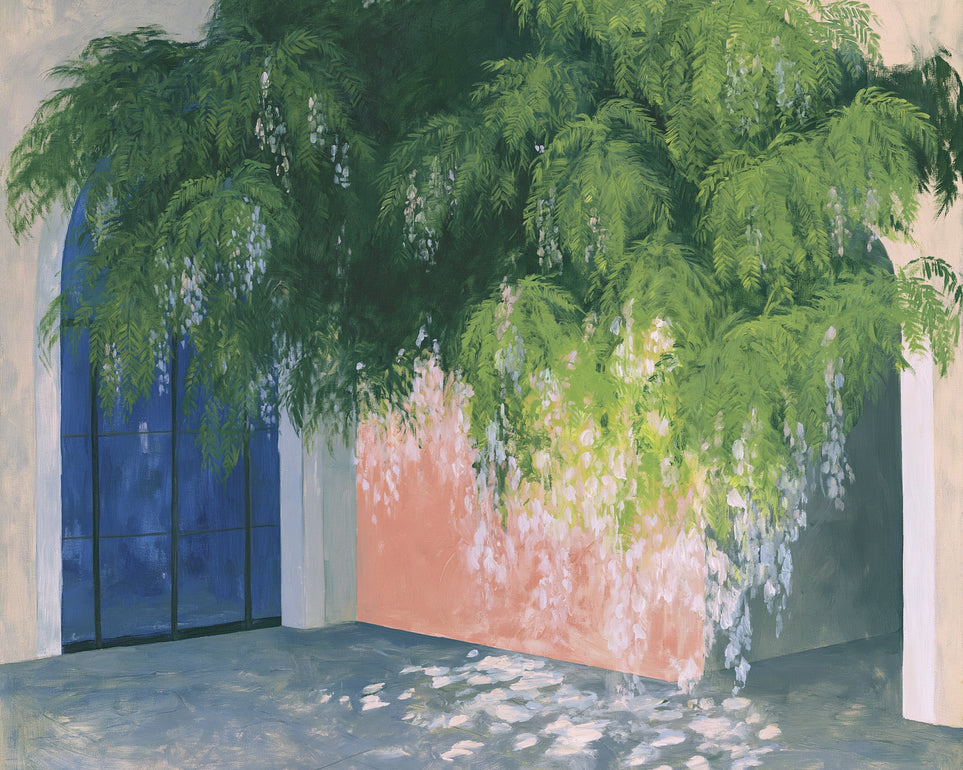 Blossoms over the blue door