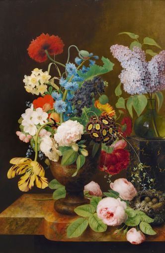 Fallen roses by the nest