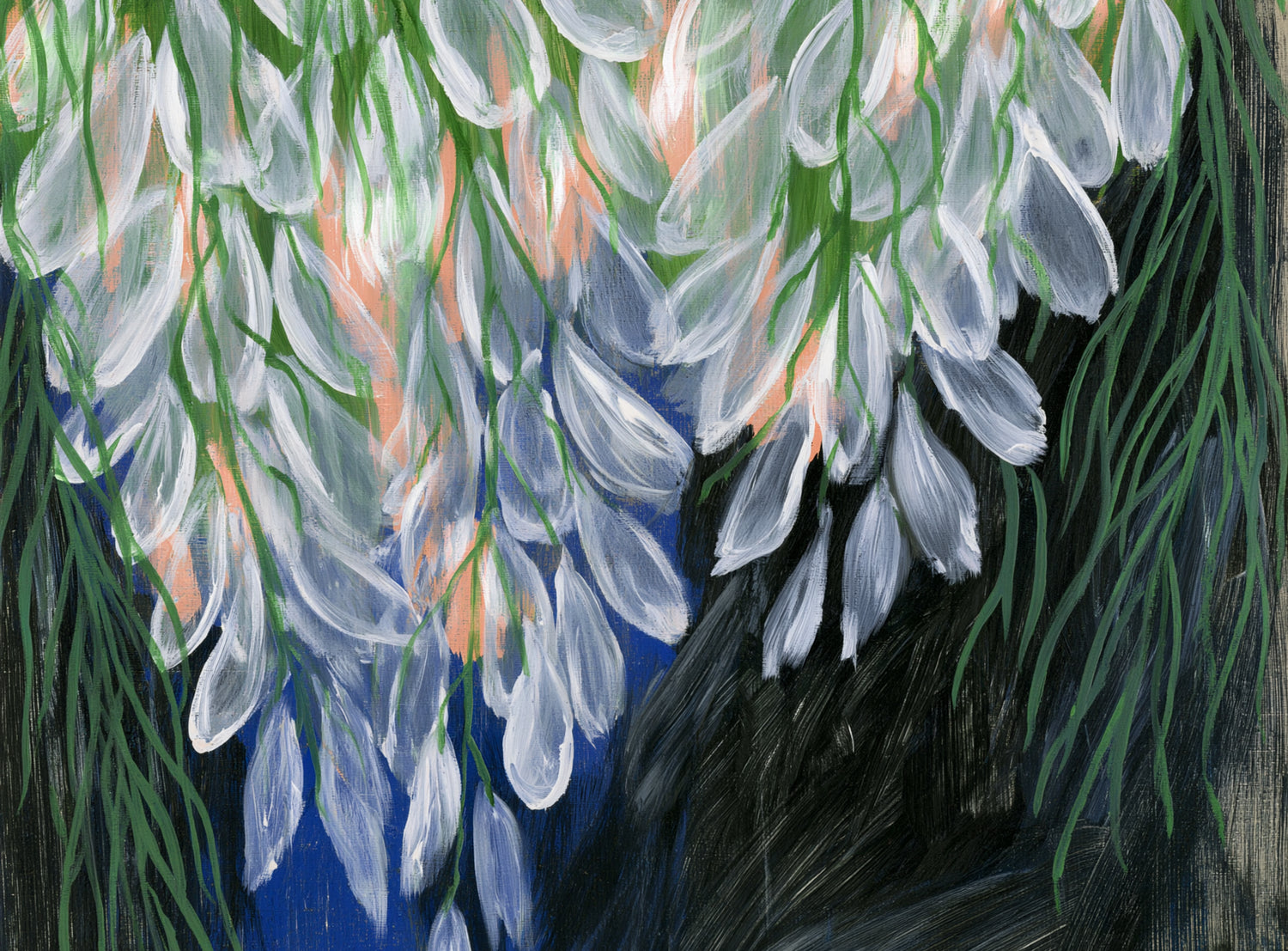 White petals over deep green
