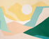 White sun over pastel hills