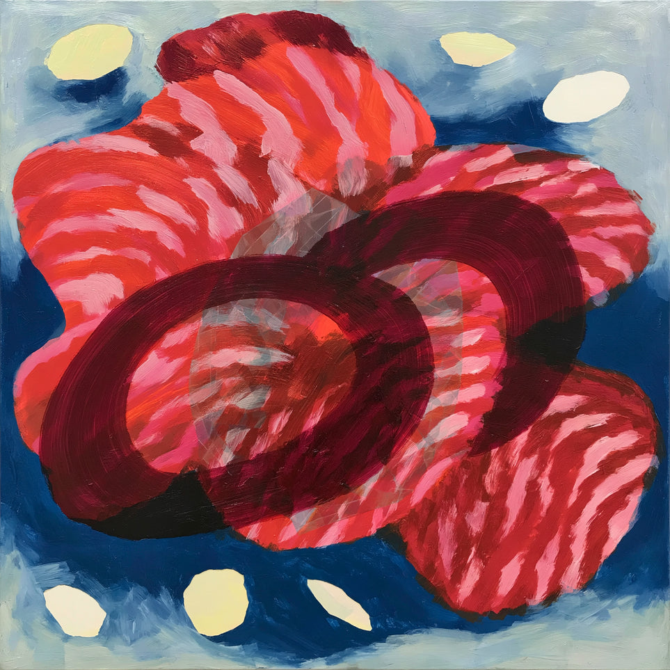 Red stripes pressing through blue