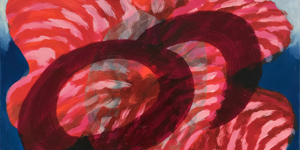 Red stripes pressing through blue