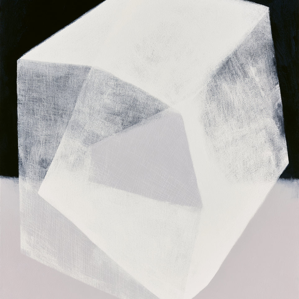 Milkwhite facets in deep black