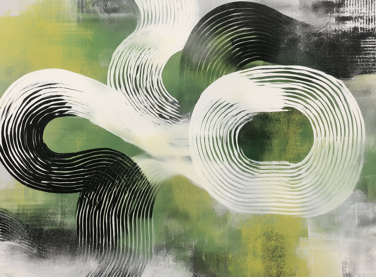 White arcs across green field