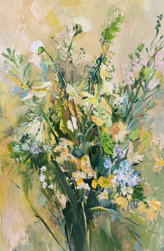 Wildflowers within pale light