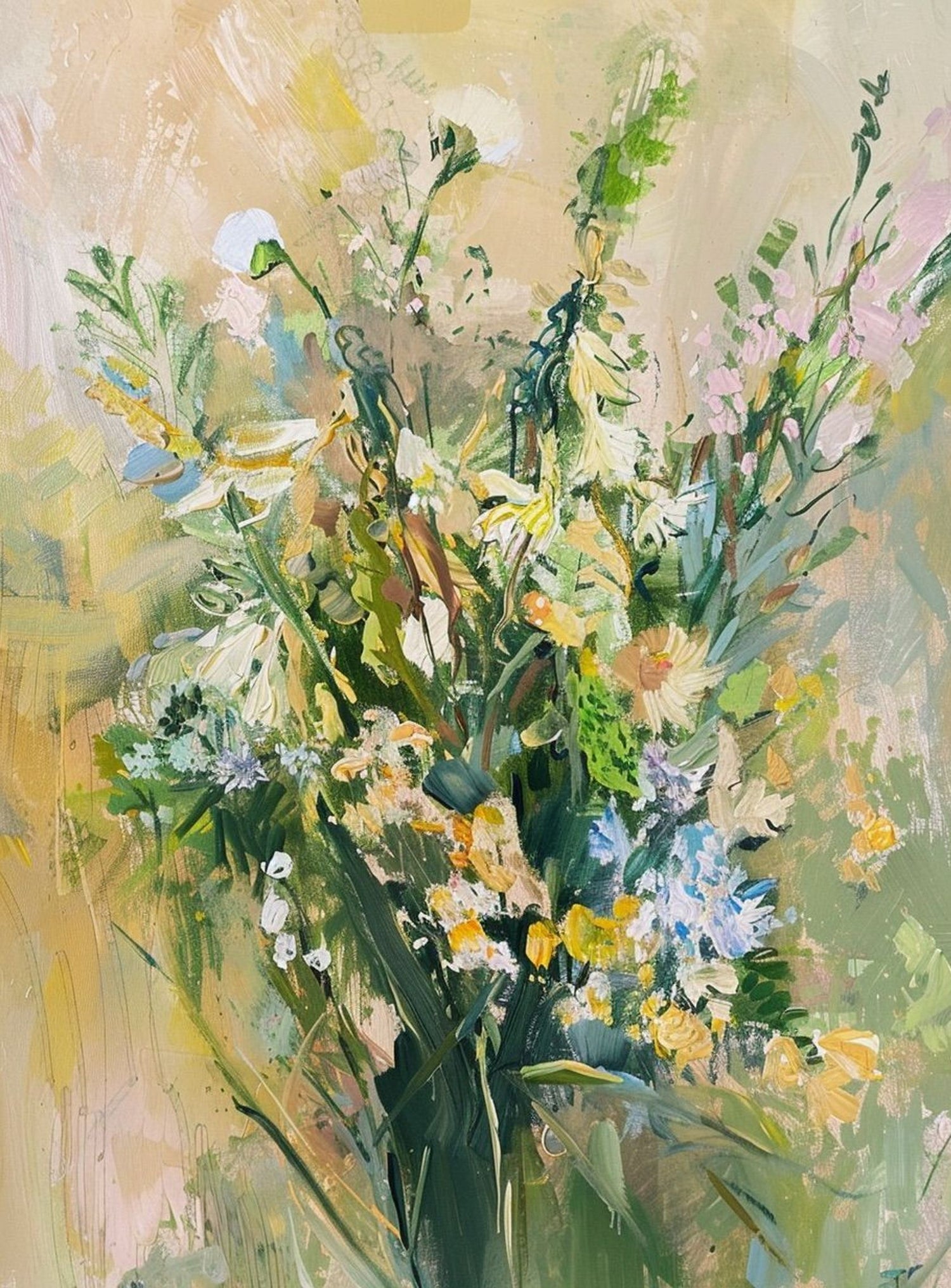 Wildflowers within pale light