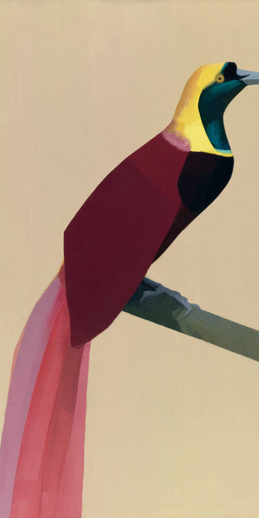 A bright bird on a branch