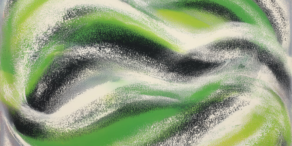Green bands under white spray