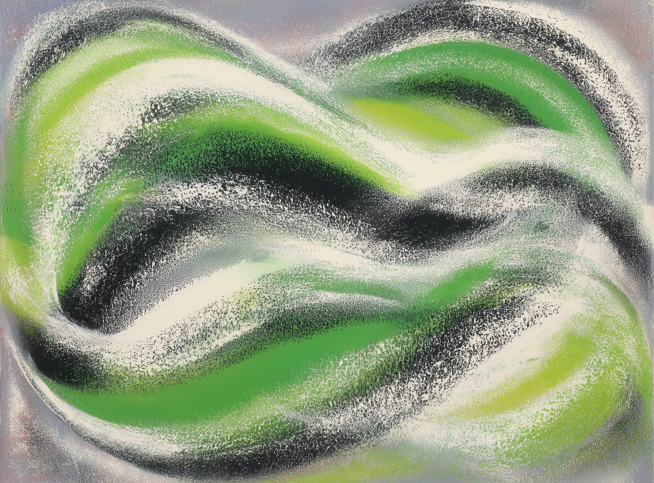 Green bands under white spray