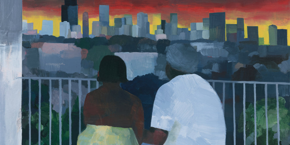 Two on the balcony at dusk