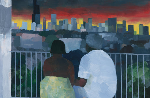 Two on the balcony at dusk