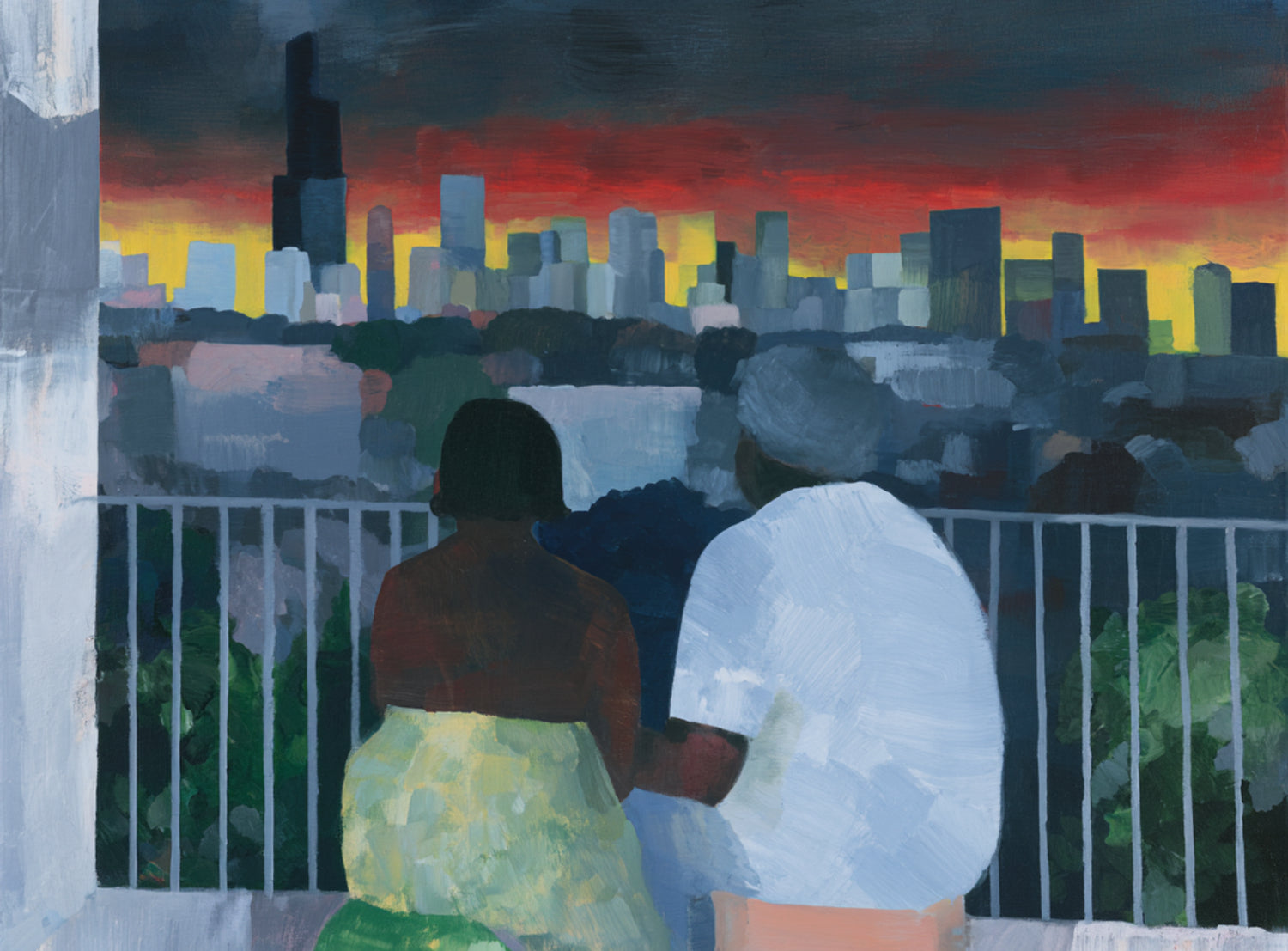Two on the balcony at dusk
