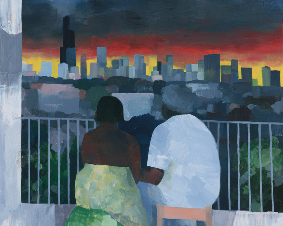 Two on the balcony at dusk