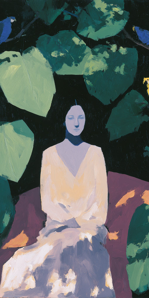 Pale dress under green leaves