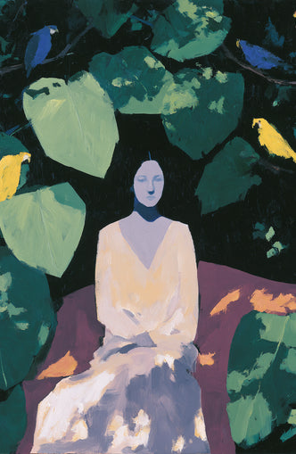 Pale dress under green leaves