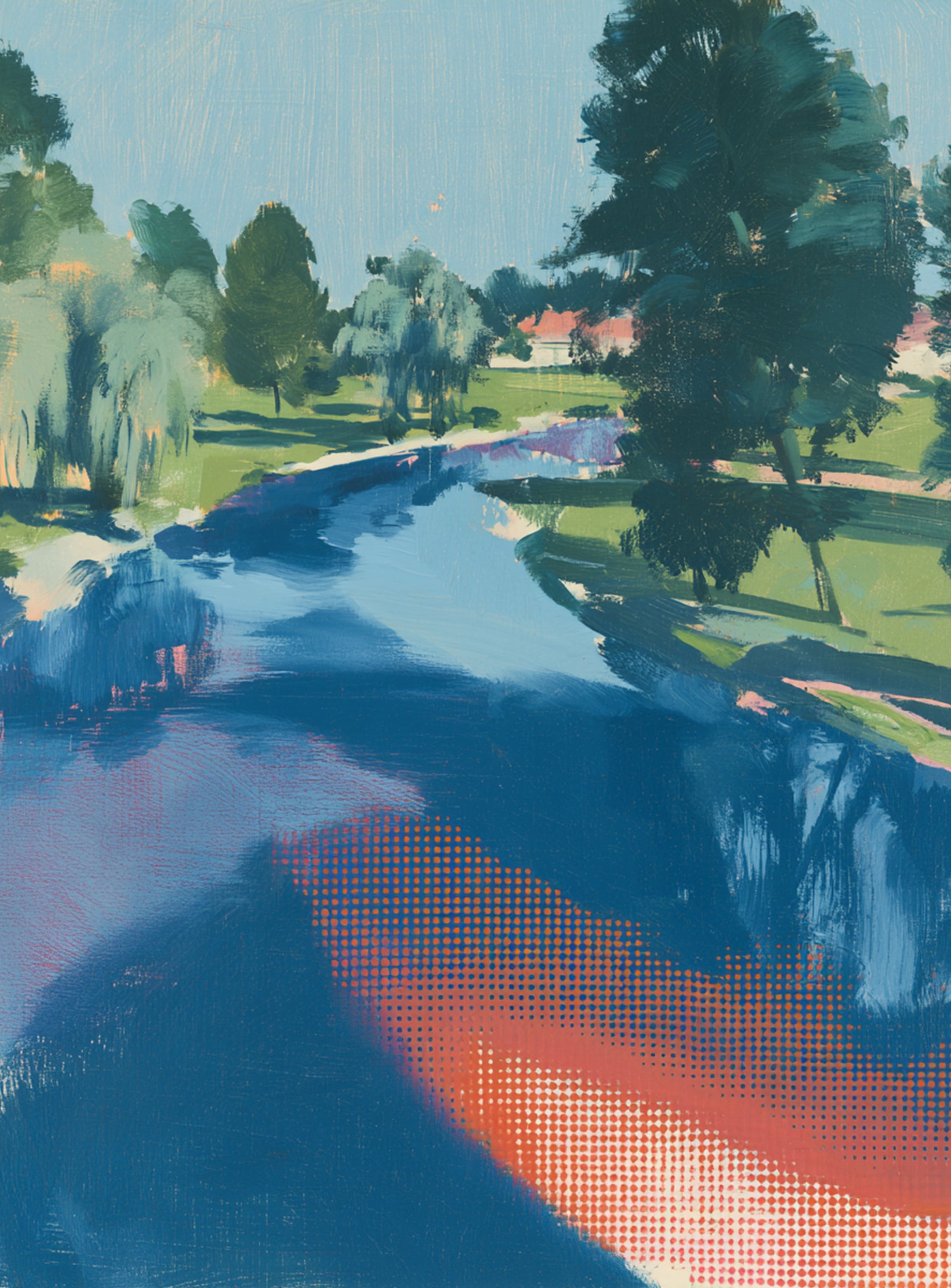 The orange net in water
