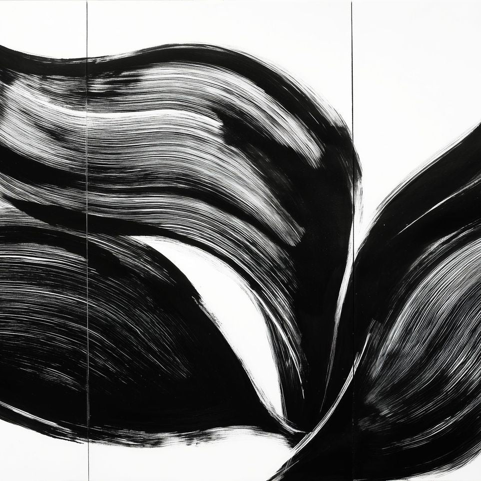 Three petals in black ink
