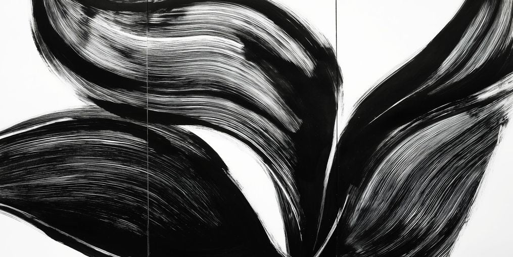 Three petals in black ink