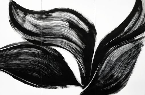 Three petals in black ink