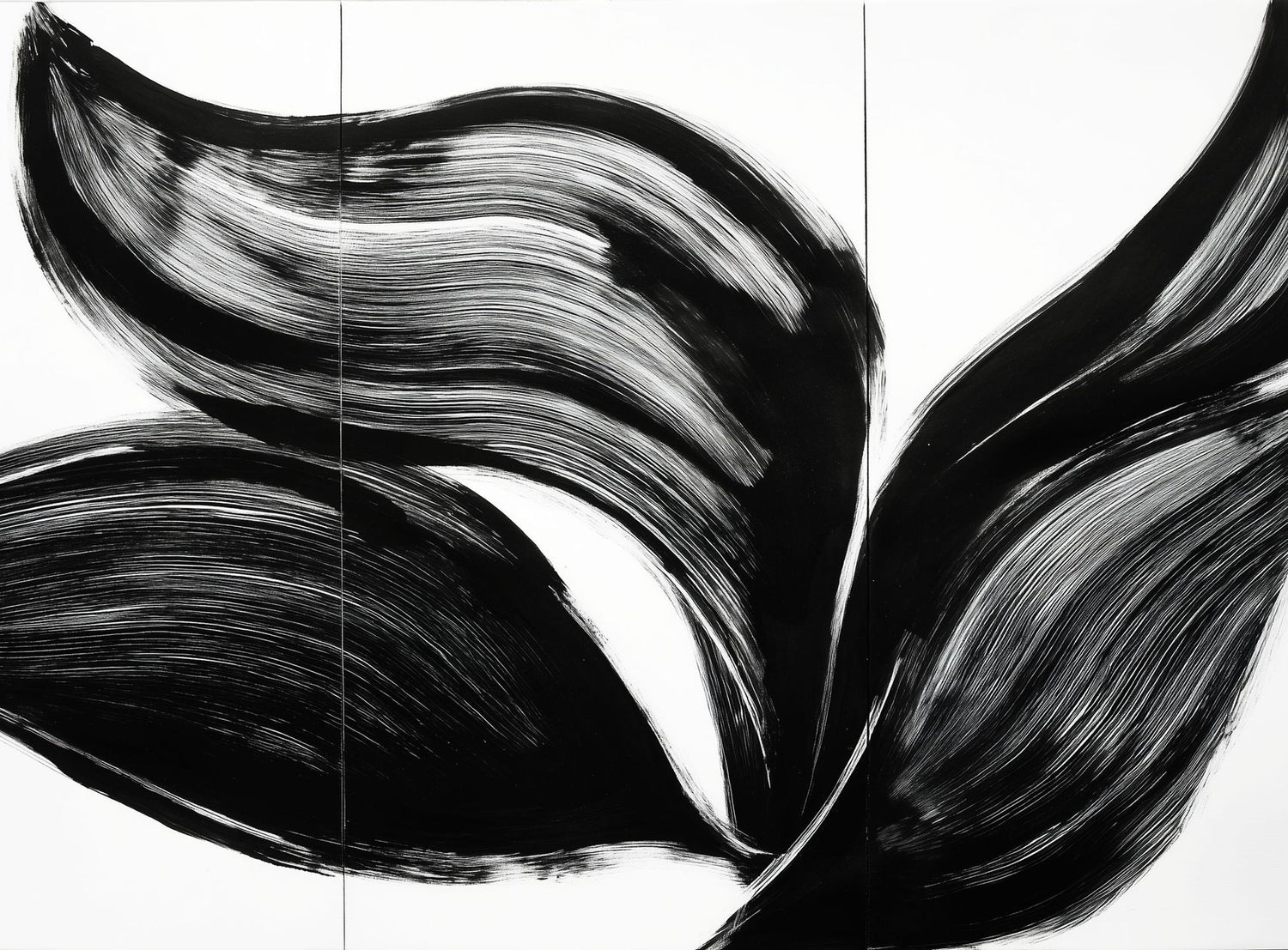 Three petals in black ink