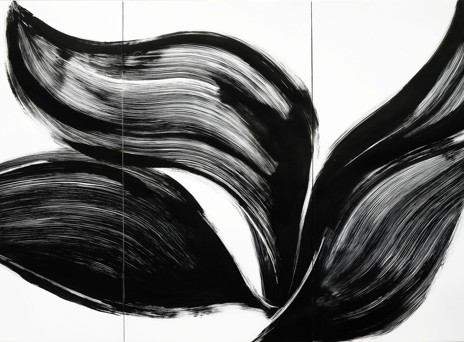 Three petals in black ink