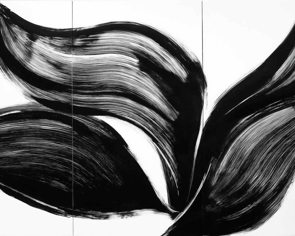 Three petals in black ink