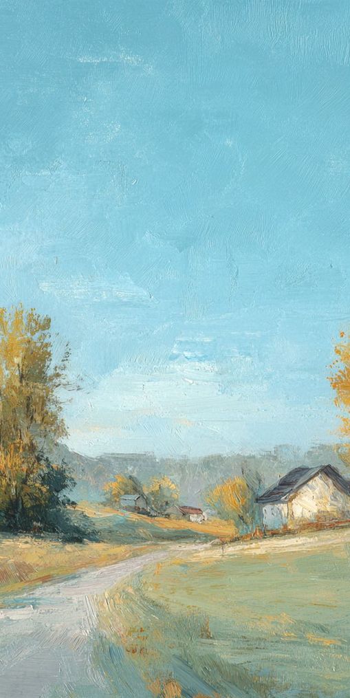 Blue sky over the farmhouse
