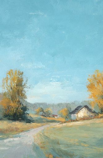 Blue sky over the farmhouse
