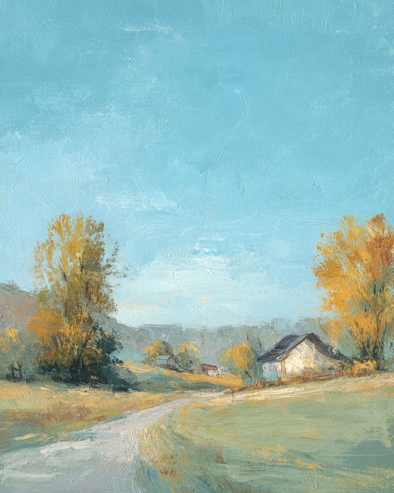 Blue sky over the farmhouse