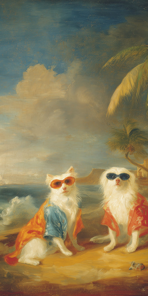 Sunglasses cats on the beach