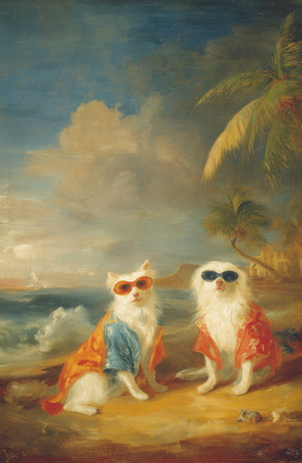 Sunglasses cats on the beach