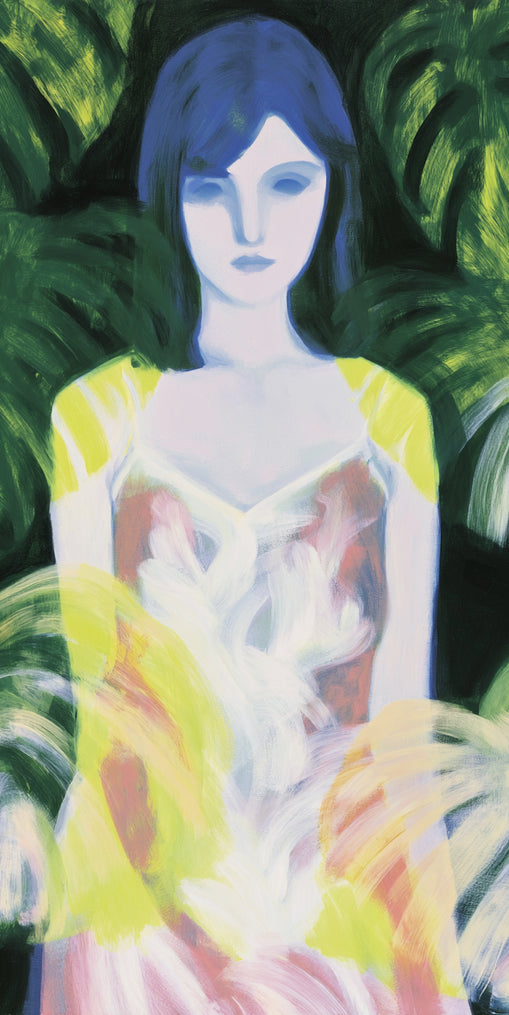 Yellow sleeves in green shade
