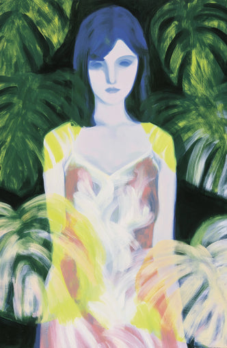 Yellow sleeves in green shade