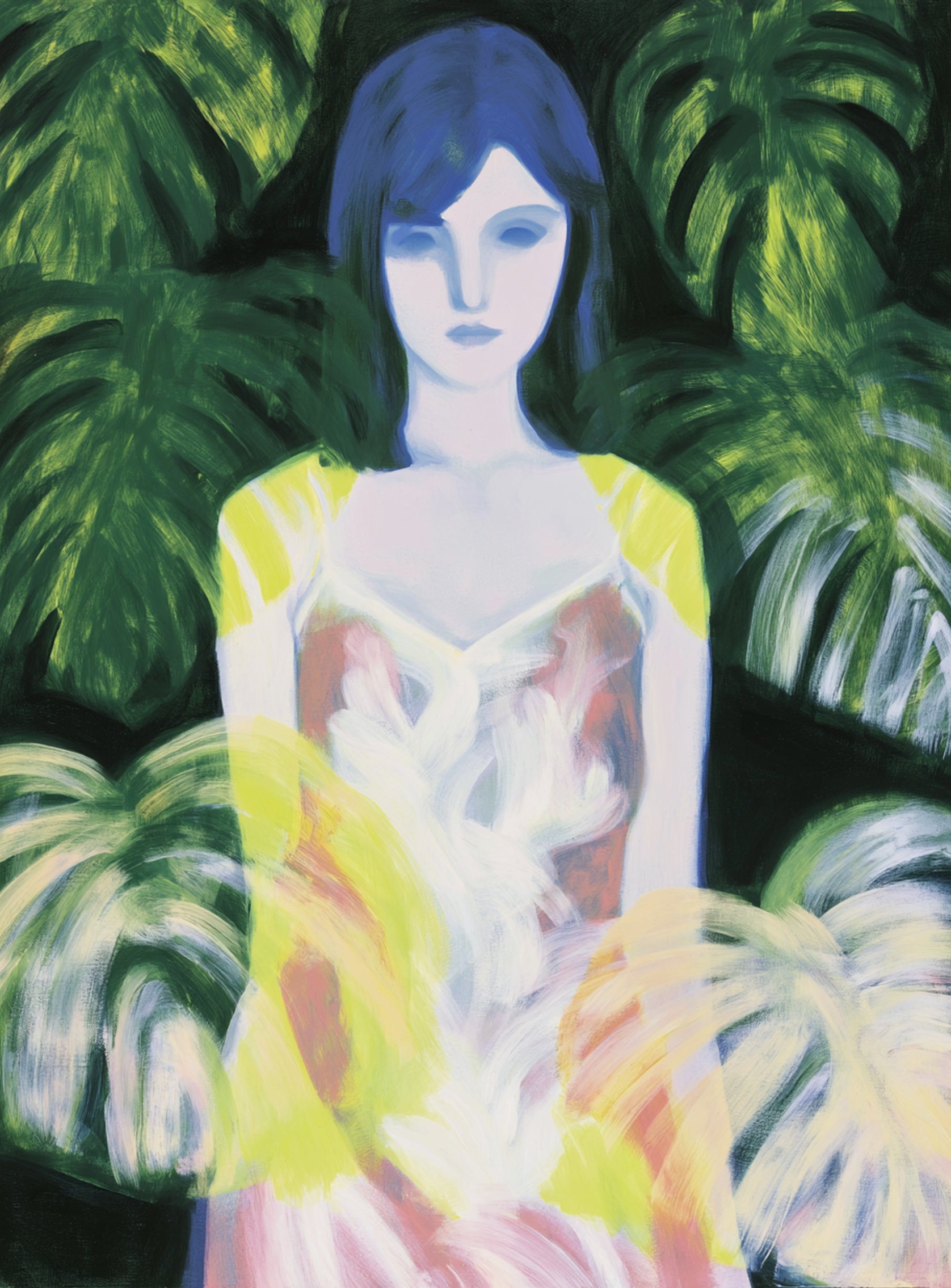 Yellow sleeves in green shade