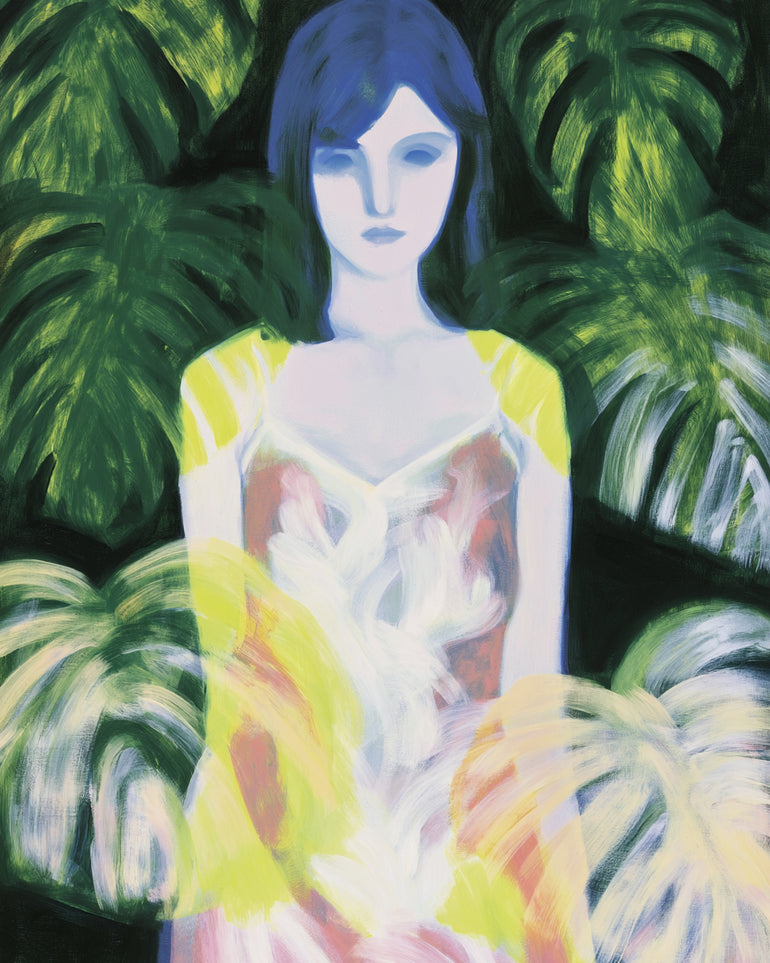 Yellow sleeves in green shade