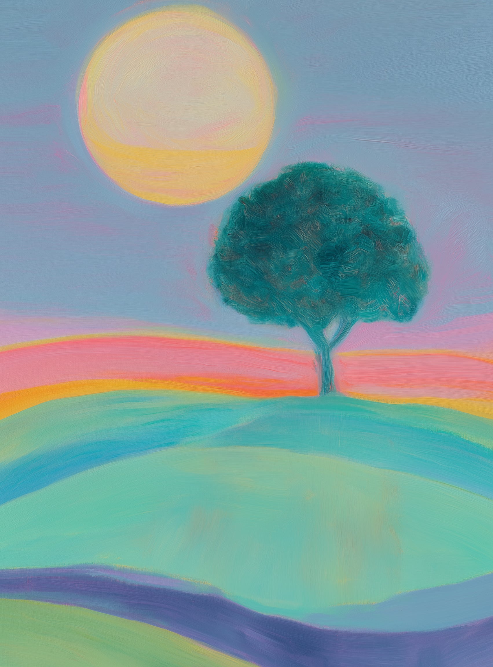 The sun behind the tree