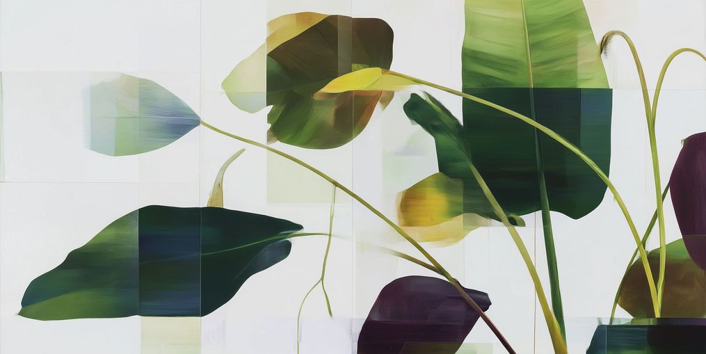 Stems crossing the pale grid