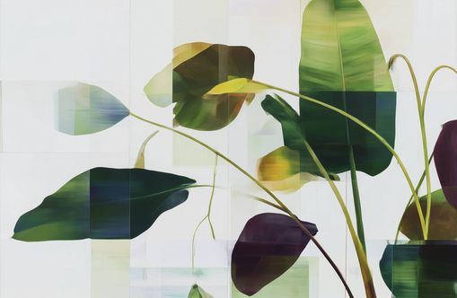 Stems crossing the pale grid