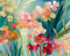 Flowers among teal leaves