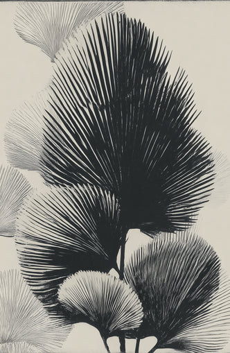 Fan fronds in ink shadow