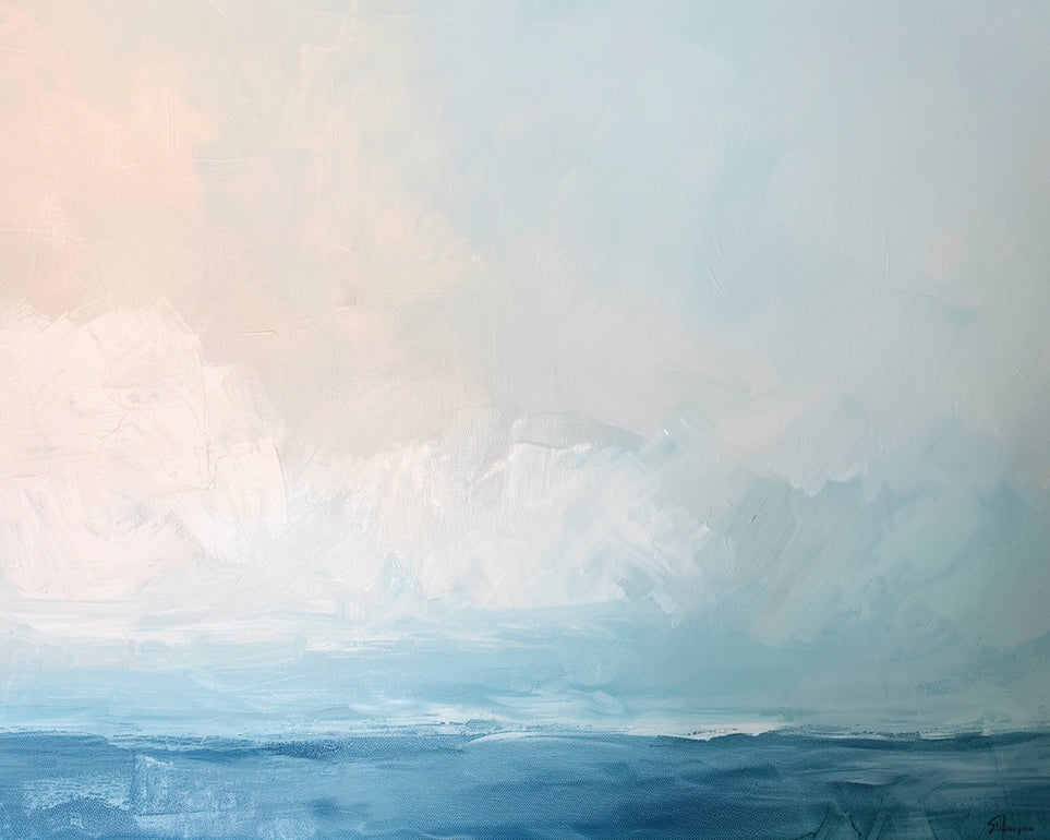 Quiet sea under pale sky