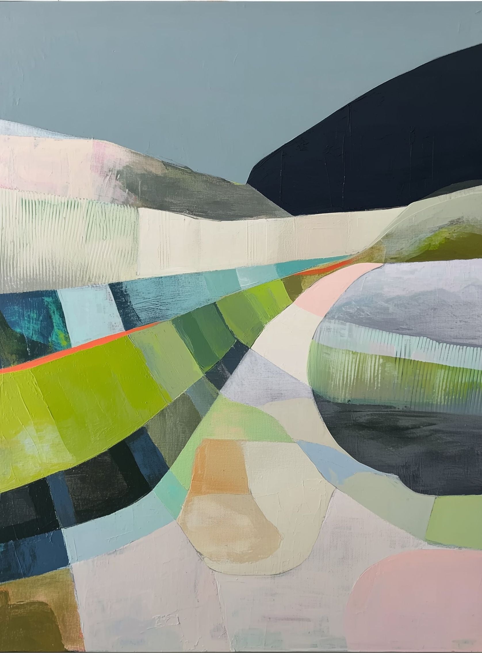 Winding path through hills