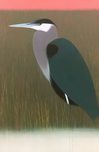 Heron in pink dusk